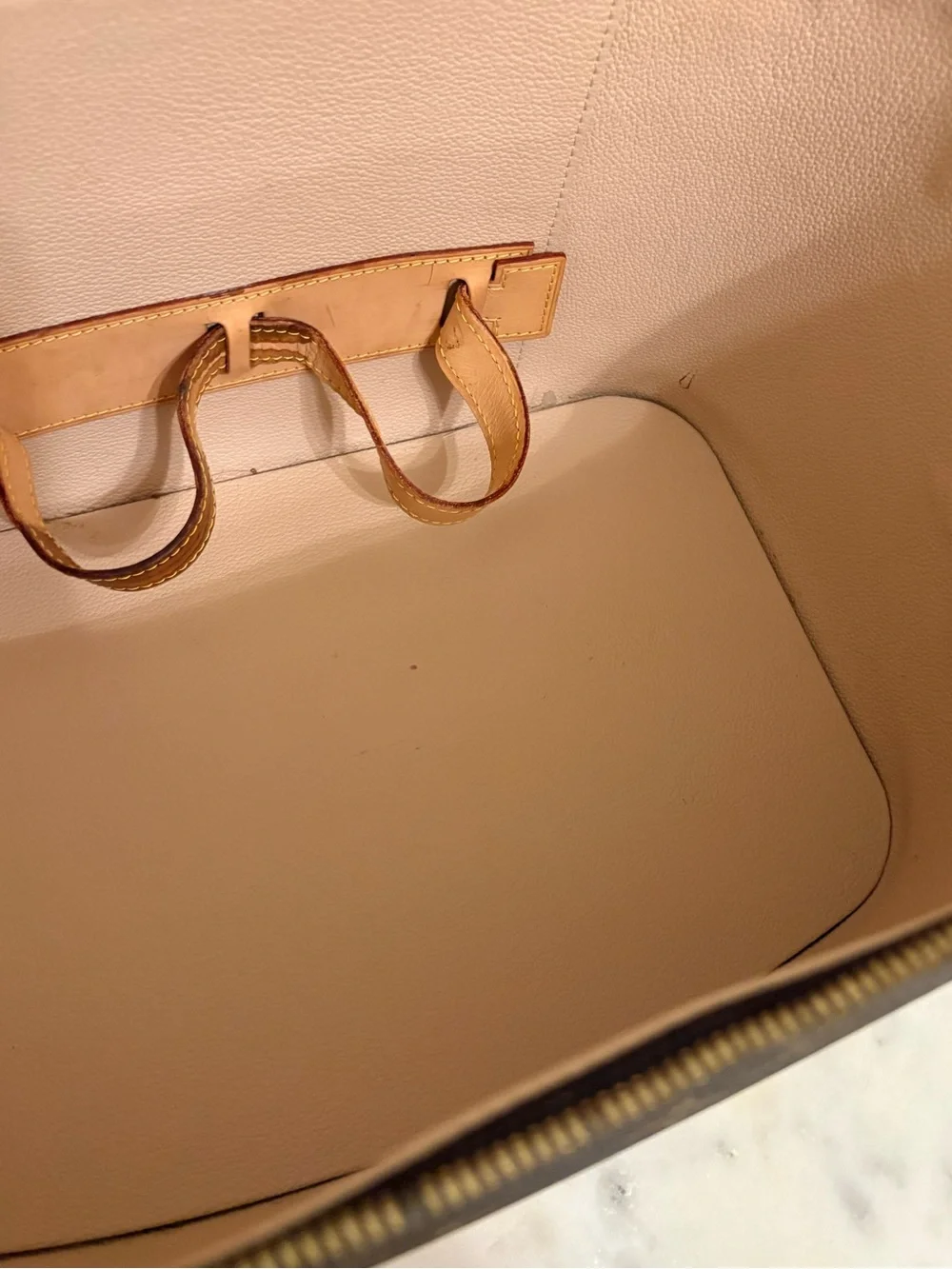 Louis Vuitton Monogram Train Case in Brown with Blush Interior